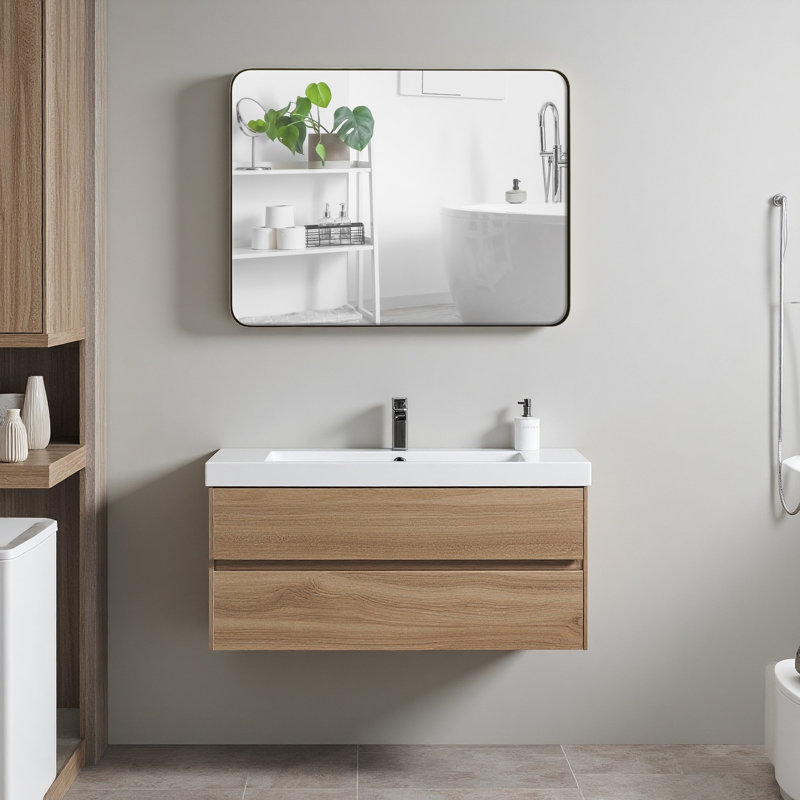 24 po x 36 po, cadre rectangulaire en métal noir, miroir de coiffeuse pour salle de bain, décoration murale de chambre à coucher