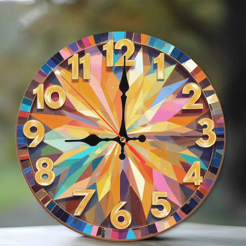 Horloge géométrique à chiffres dorés