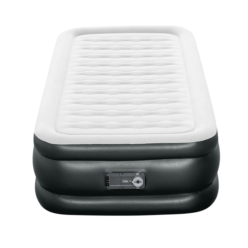 Sealy Twin 18" Gray and White Inflatable Air Mattress with Built-In Pump