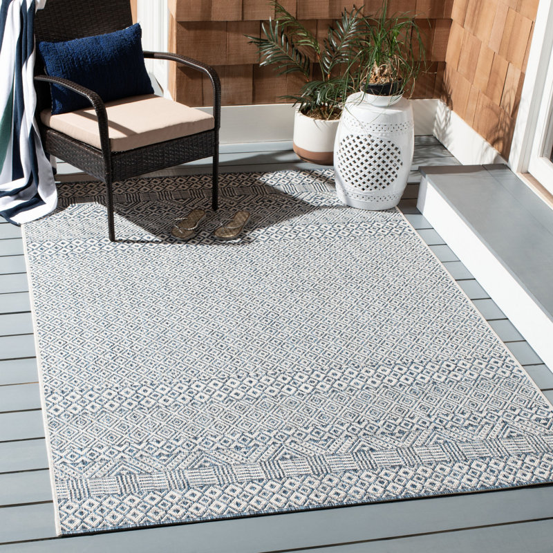 Tapis d'intérieur / extérieur à motif géométrique Sisneros Performance, Rectangle 9 pi x 12 pi