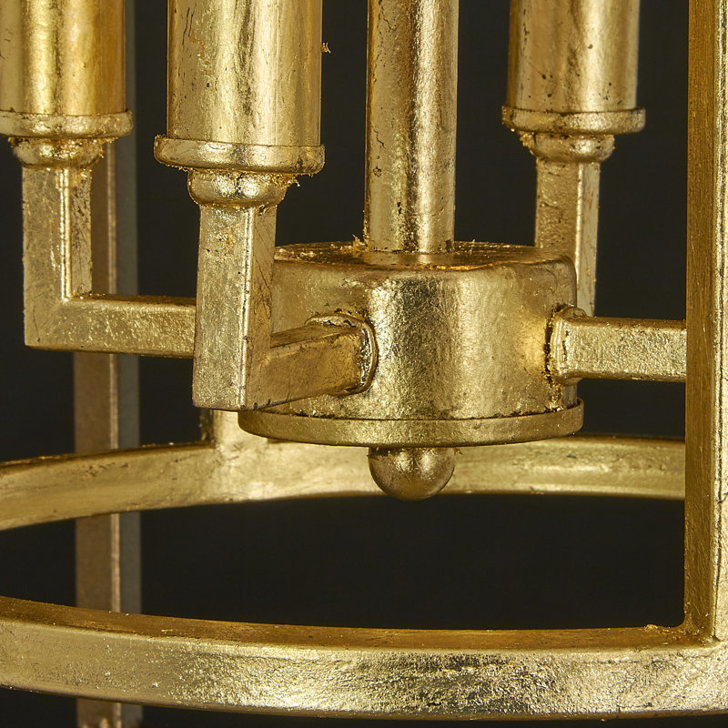 Lustre géométrique à 4 lumières Manhattan, Laiton bronzé / feuille d'or