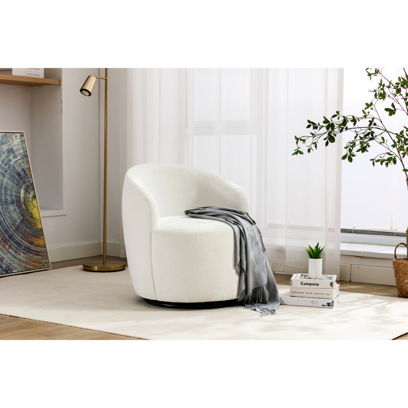 Fauteuil d'appoint 360 pivotant en tissu chenille pour tous les âges, rembourré de mousse, zones de filets d'intérieur
