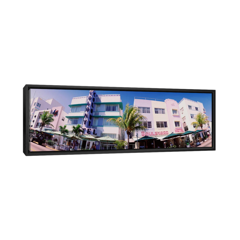 «Miami Beach, Florida», reproduction de photo sur toile, H 24 po x l 72 po x P 1,5 po, Toile avec cadre noir