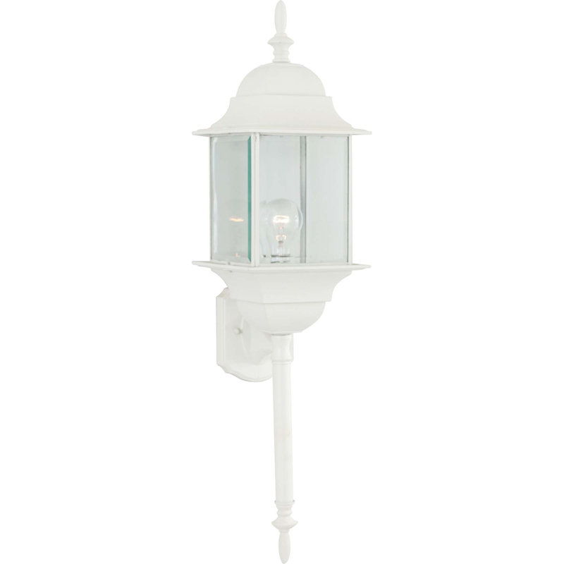 Lanterne murale d'extérieur en fonte d'aluminium blanche 1 lumière avec verre biseauté transparent Cocuzzo, Blanc