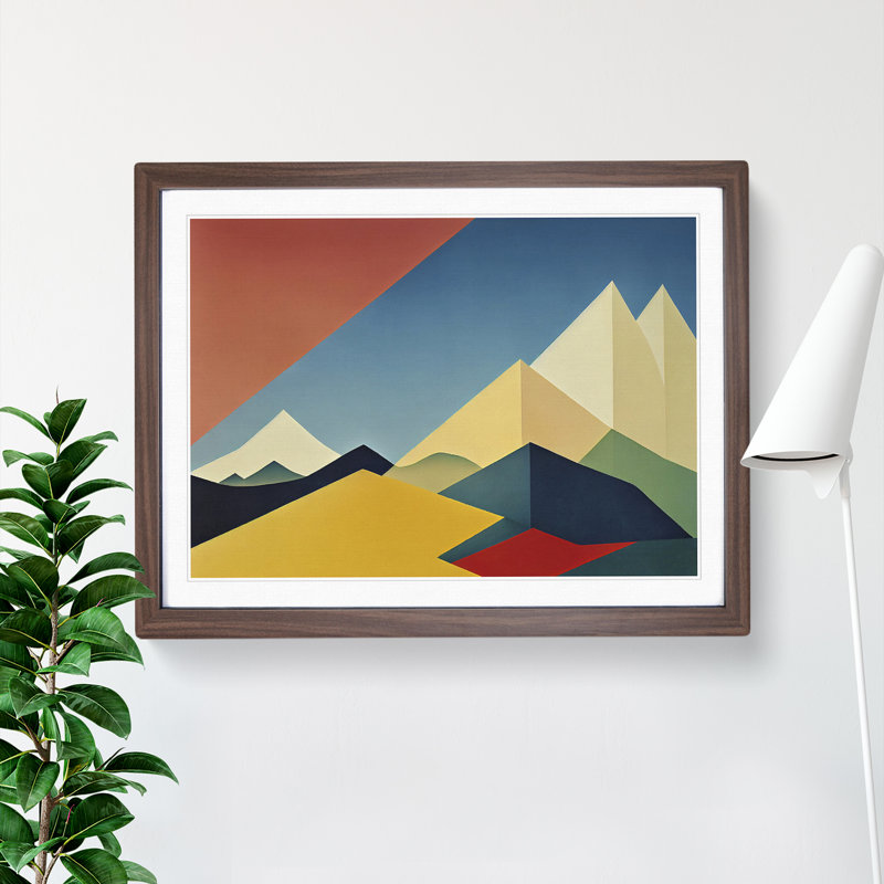 Abstract Mountain Range Vol.2 - Framed Print, 25cm H x 34cm W x 2cm D, Walnut