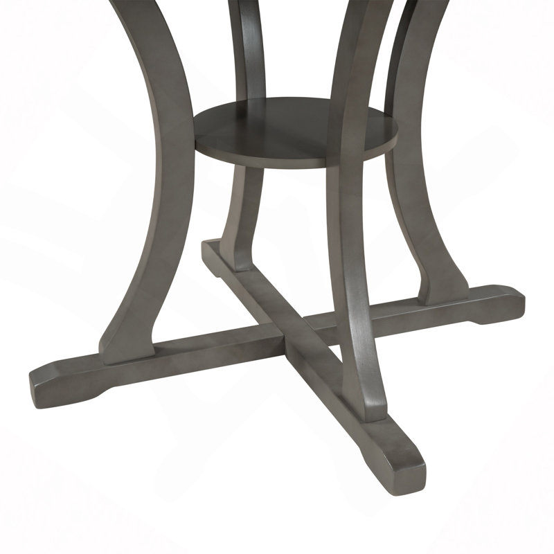 Ensemble 5 pièces de table de salle à manger et de chaises rondes avec des pieds de forme spéciale et un dossier creux de conception exquise pour la salle à manger