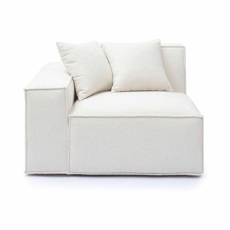 Chaise de coin Cherylee Chenille Basketweave LAF, Chenille crème
