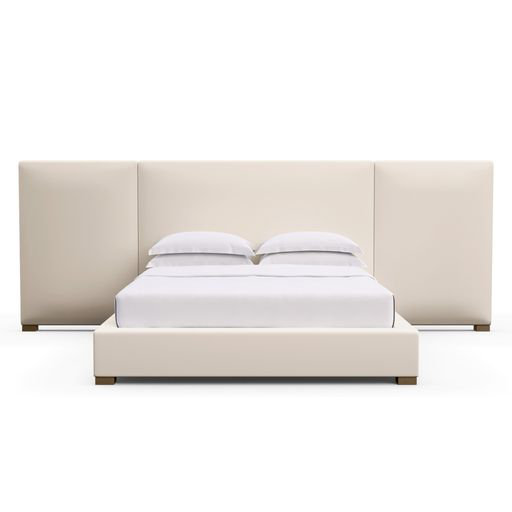 Upholstered Bed, Box Weave Linen Black Jack, Weathered, Twin