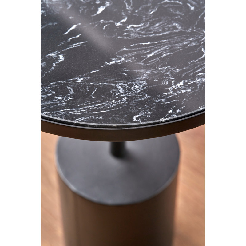 Wolak Marble and Metal Cylinder Base Side Table