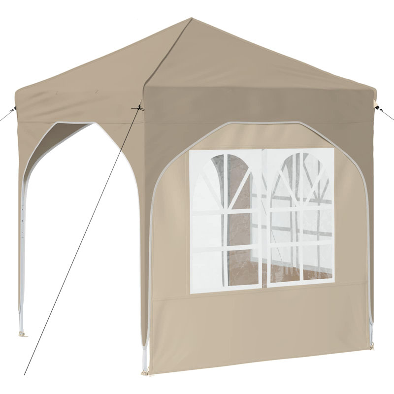 Vidaxl Pop-Up Party Tent 210D Oxford With Silver Coating, 192cm W x 192cm D, Beige