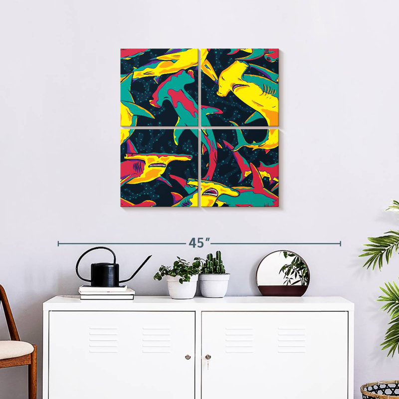 Brampt Colorful Hammerhead Sharks, 26" H x 26" W