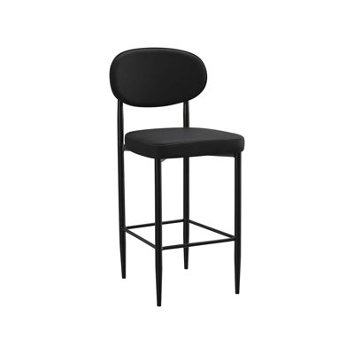 Indoor Modern Metal Barstool with Oval Upholstered Backrest and Padded Seat