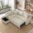 L-Shaped Sectional Pull Out Sofa Bed Sleeper Sofa With Two USB Ports, Two Power Sockets And A Movable Storage Ottoman-1457651232