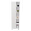 Armoire de coin, cinq tablettes ouvertes, une porte, finition blanche-1594857357