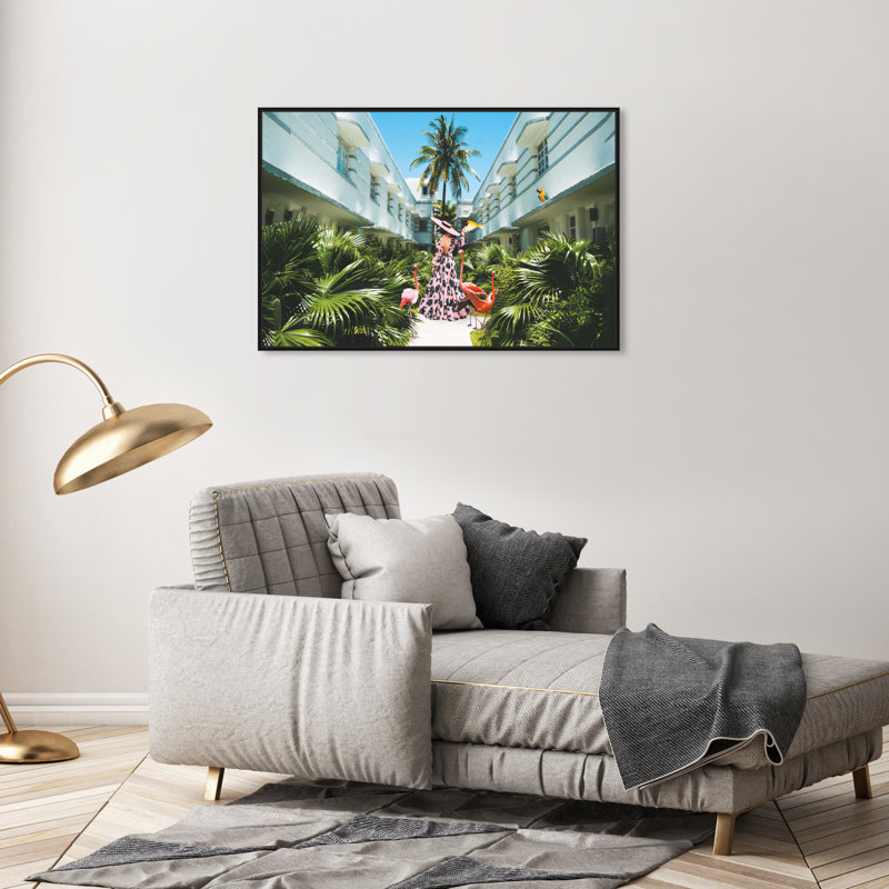 Miami déco - Photographie sur toile, Toile avec cadre noir, H 24 po x l 36 po
