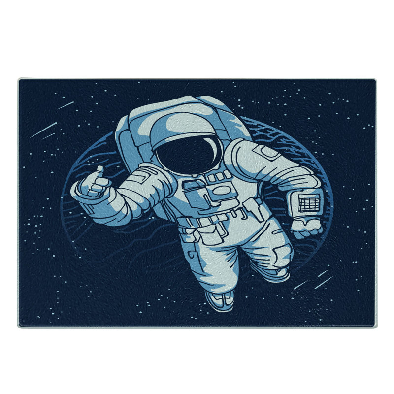 Dessin d'une planche à découper en verre trempé Ambesonne Ambesonne Spaceman Blue Sky Blue