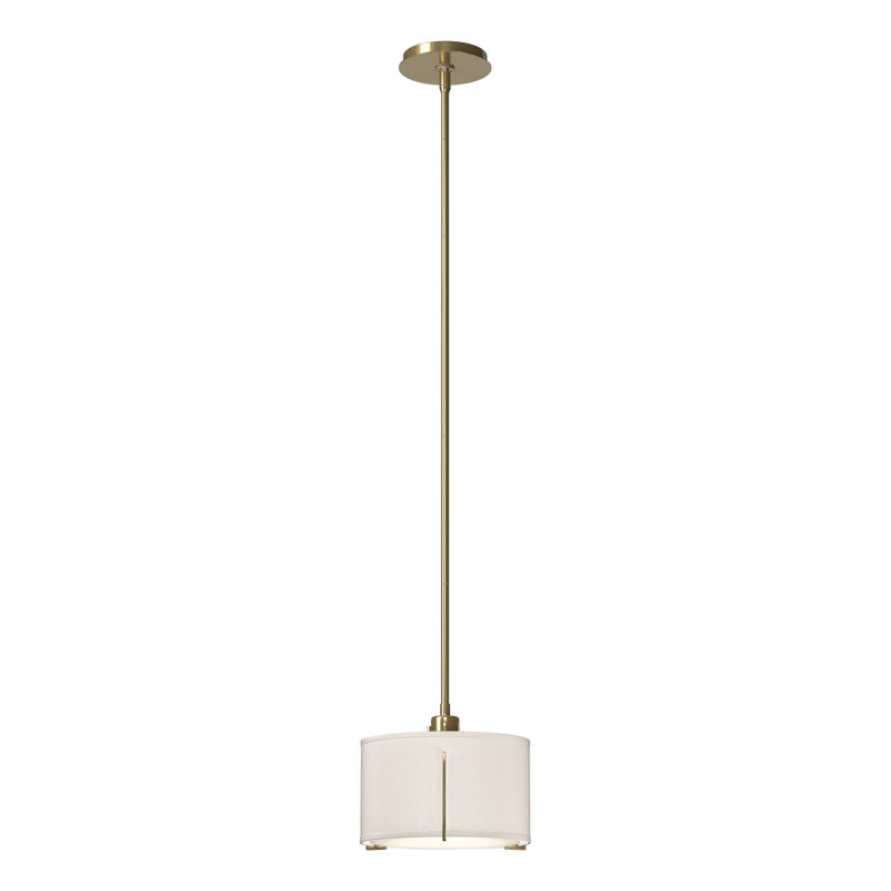 Exos 3 - Light Unique/Statement Drum Pendant, Flax Shade, Modern Brass, Small