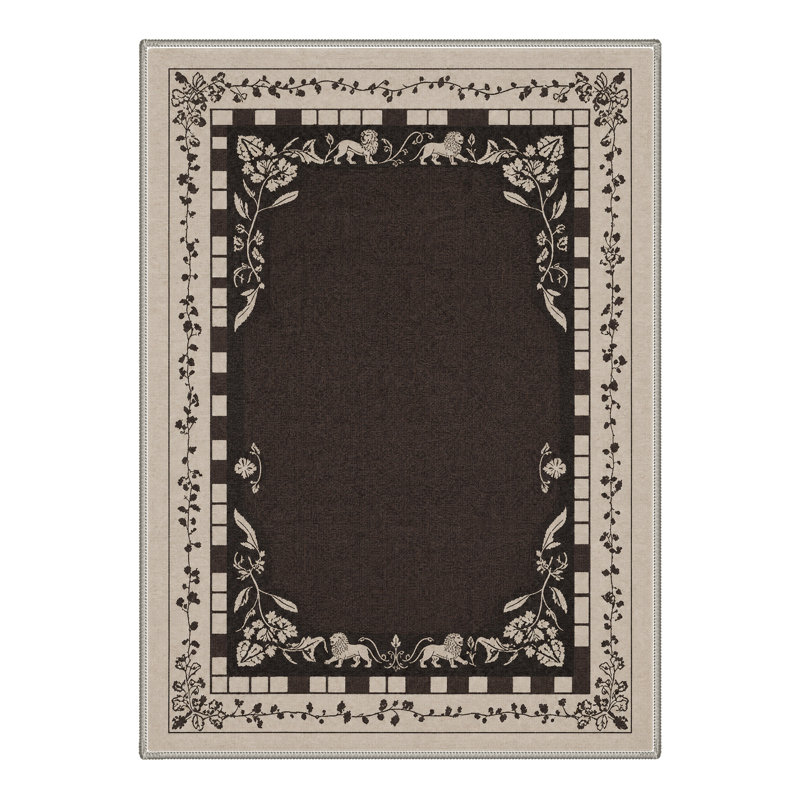Tapis noir / taupe lavable à la machine avec envers antidérapant, Rectangle 8' x 10'