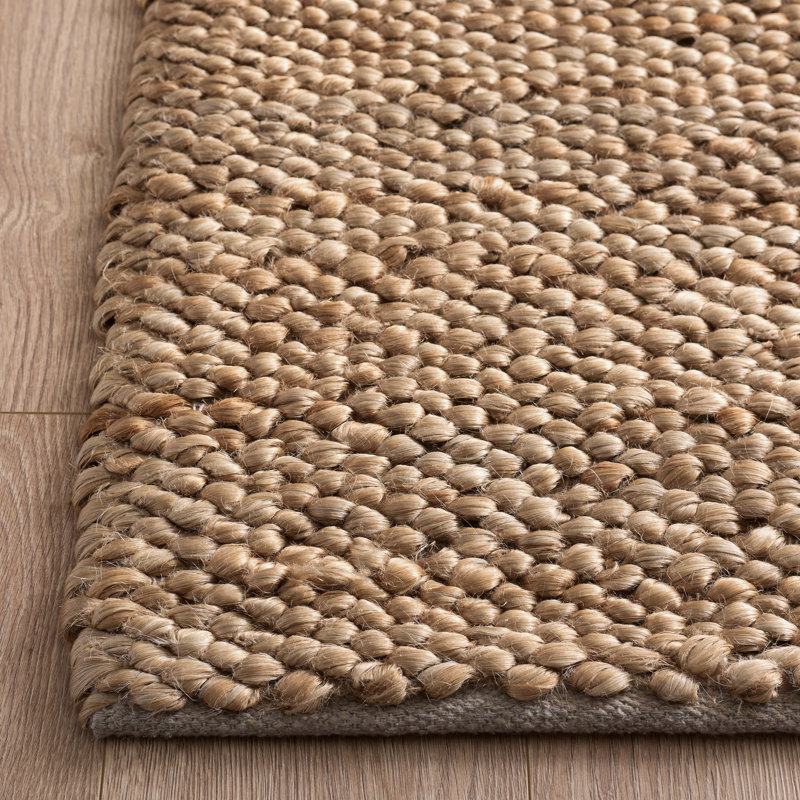 Kierstan Natural Fiber Flat Weave Jute/Cotton Solid Color Rug in Brown, Rectangle 4' x 6'
