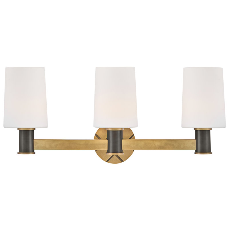 Hinkley Declan Medium Three Light Bath Vanity with Crosshatch Motif