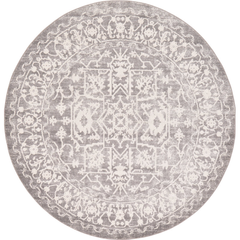 Folkeste Oriental Area Rug, Round 6'1", Gray