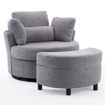 Swivel Armchair with Footstool