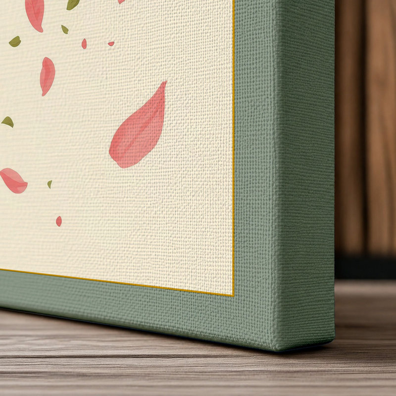 Cherry Blossom Drift Botanical 1 Piece Wrapped Canvas Wall Art, 18x12 - 45.7 x 30.5 cm, Sage Border