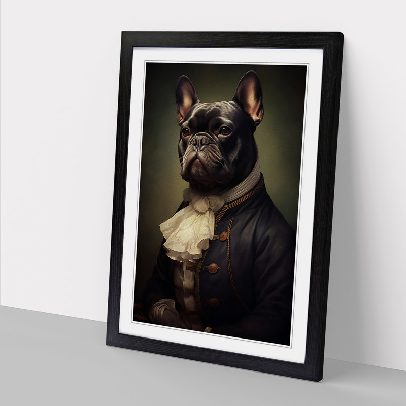 French Bulldog Romanticism - Framed Print, Black, 34cm H x 25cm W x 2cm D