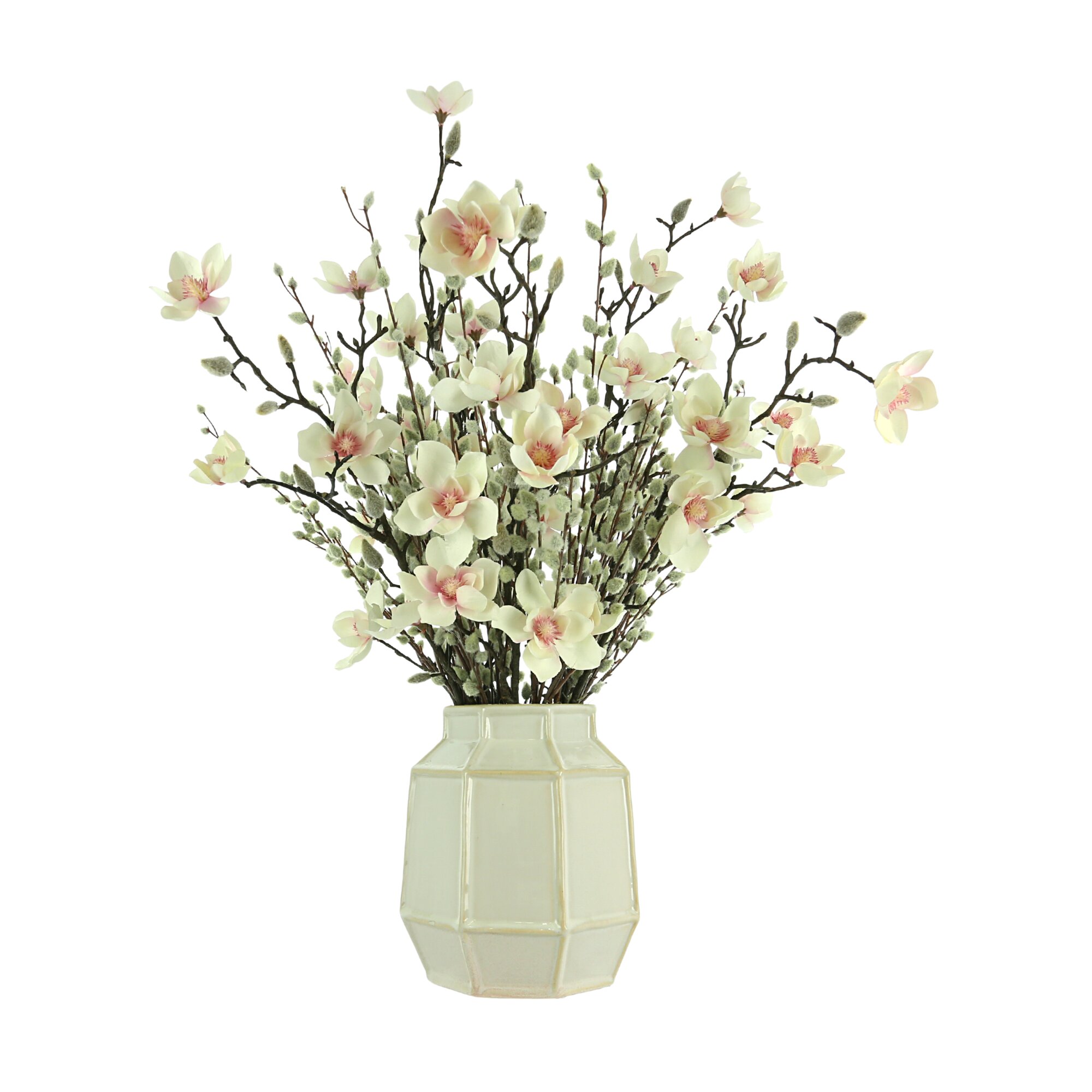 Cream Floral with Butterfly Ceramic Decorative Beautiful Vase or