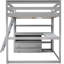 Lit mezzanine double avec bureau et tablettes, fabrication en bois de pin gris pour une grande chambre à coucher-426567982-426567976