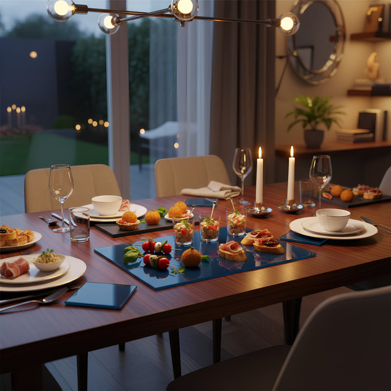 Harbour Housewares - Glass Placemats , Hague Blue