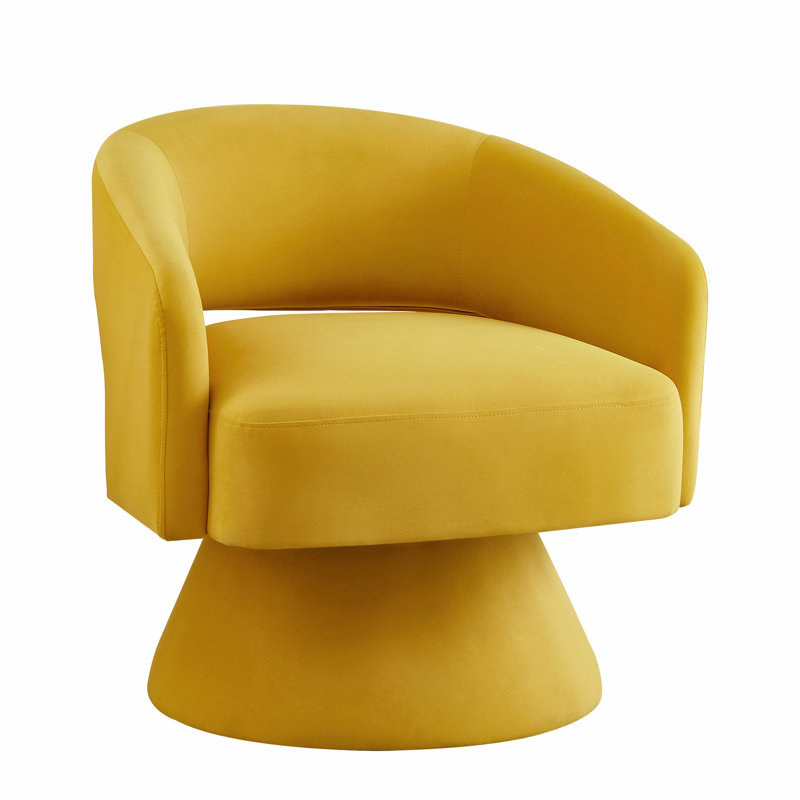 Fauteuil demi-tonneau pivotant de 27,5 po Nevile, Velours jaune