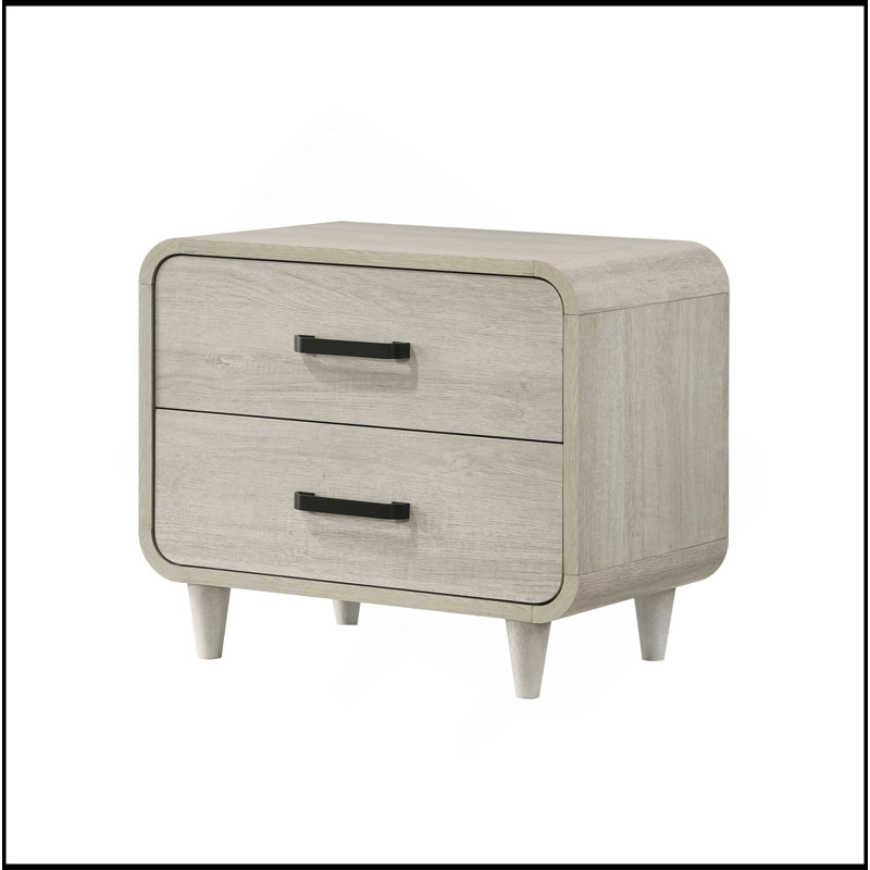 1Pc Contemporary White Finish Ample Drawer Space Two Drawers Nightstand Storage Wooden Furniture Antique White, White