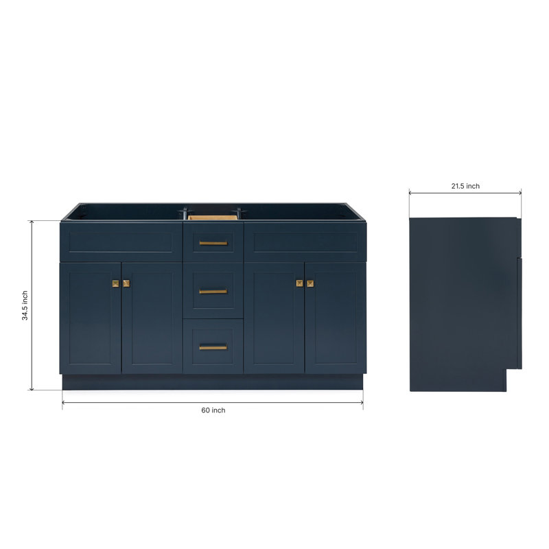 Paulla 60'' W Double Bathroom Vanity Base, Midnight Blue