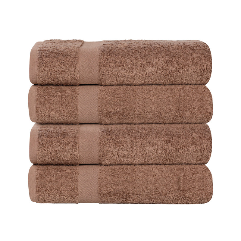 Ensemble de serviettes de bain en coton léger à séchage rapide, Café au lait, Serviette de bain - paquet de 4