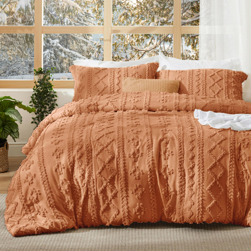 Ensemble d'édredon pour grand lit Boho - 3 pièces Pumpkin, Citrouille, Grand lit