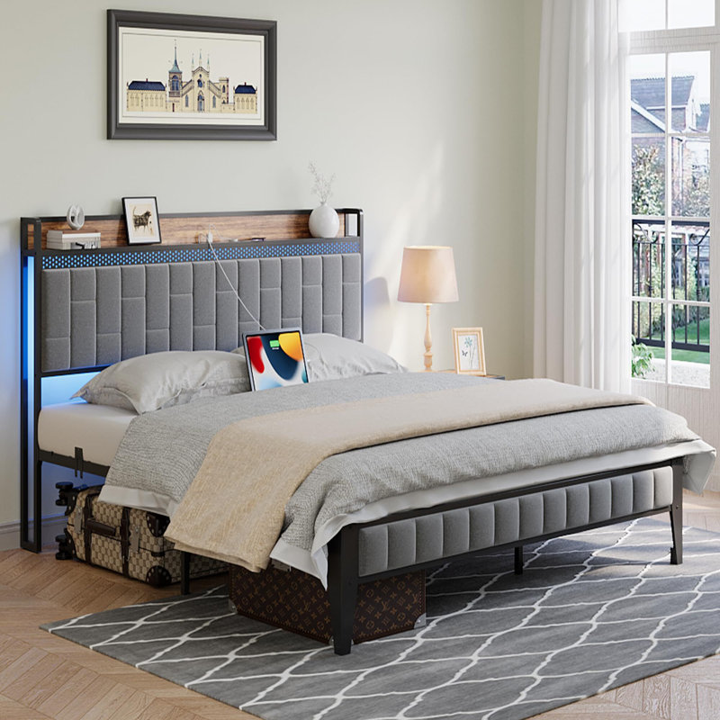 Alicia Upholstered Platform Bed, Elegant Gray, King