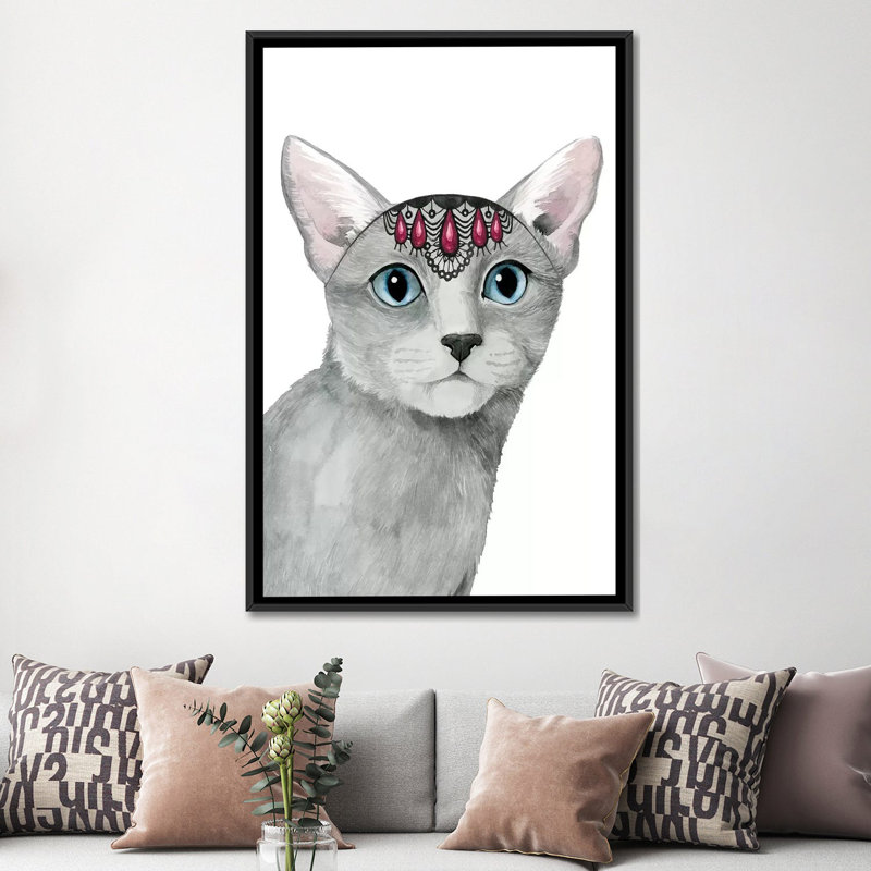 Downton Cat I par Grace Popp - reproduction sur toile tendue, H 48 po x l 32 po x P 1,5 po, Toile avec cadre noir