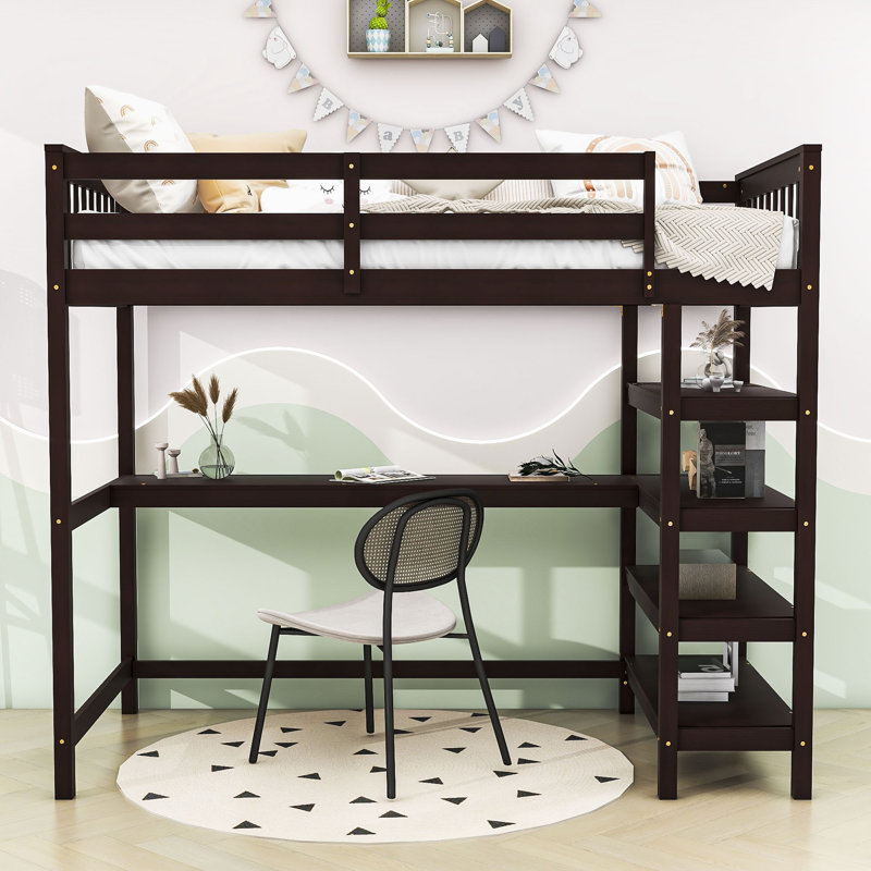 Emmerly Kids Loft Bed, Espresso, Twin