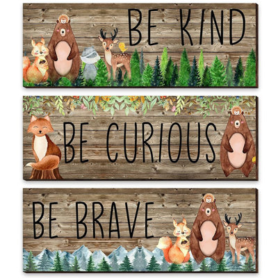 Woodland Animal Wall Art Sign – Light Brown – Rustic Forest And Jungle Animals Nursery Decor, 11×4 Inch