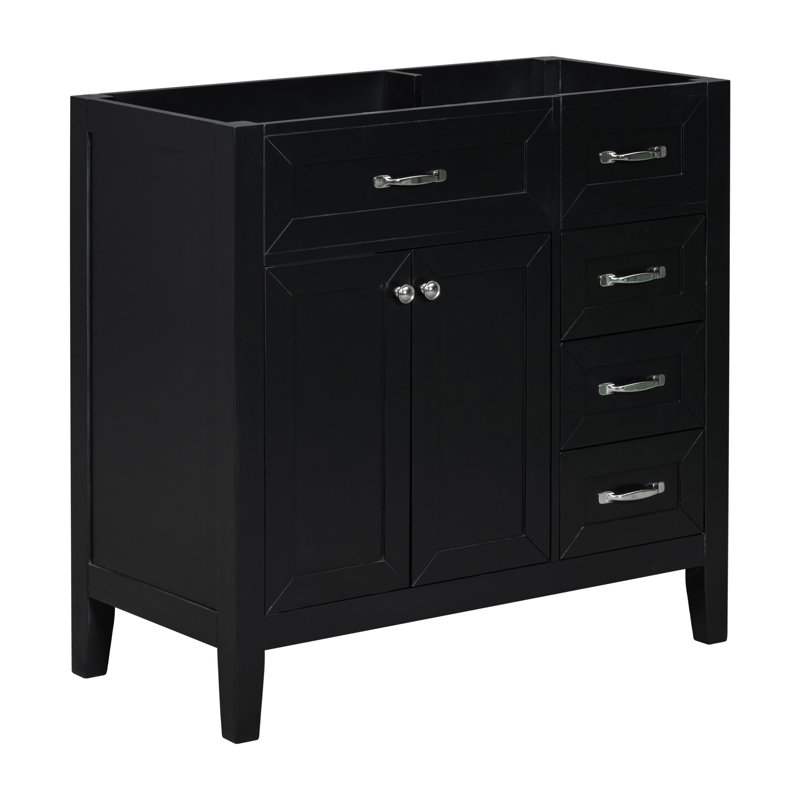 Meuble-lavabo 36 po sans lavabo, Noir, Argent argent