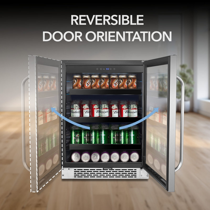 Whyter 12" width 75 Cans Stainless Steel Beverage Refrigerator with Digital Control