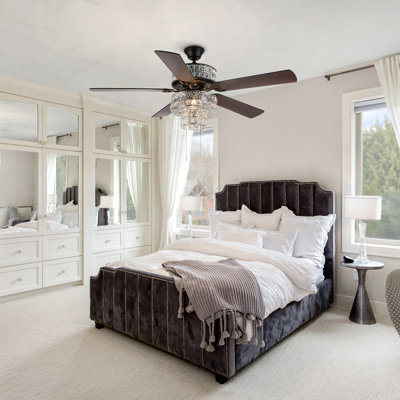 52" Dashal 5 - Blade Double Lit Ceiling Fan with Ornate Tiered Metal Shade