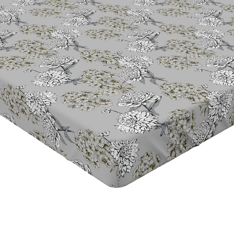 Drap-housse floral Ambesonne, Drap-housse grand, Floral gris 1