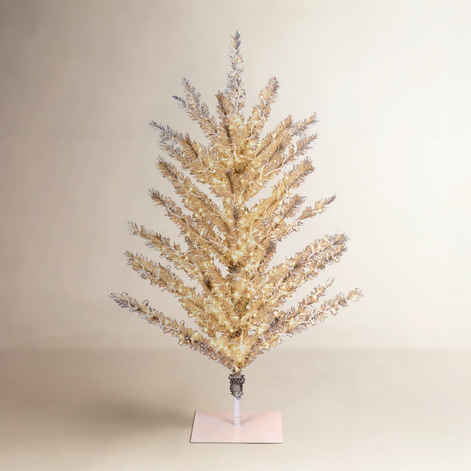 Pre-Lit Tinsel Christmas Tree, 4', Warm White