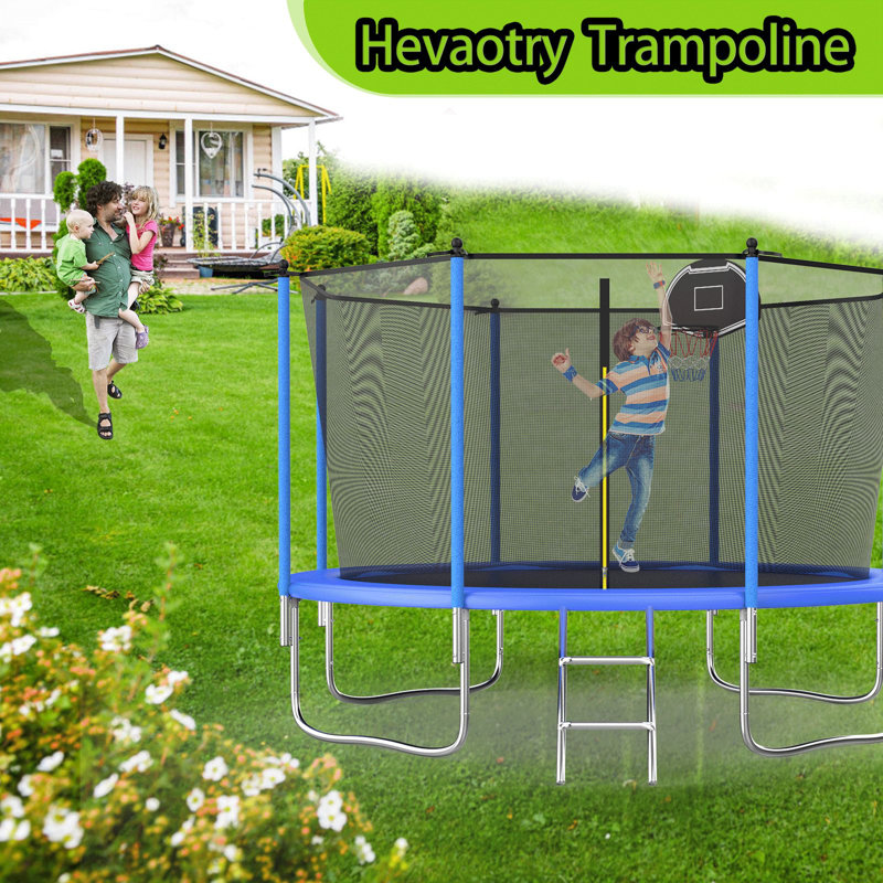 SENCHO GINSYTALIOR 14FT Round Backyard Trampoline with Safety Enclosure