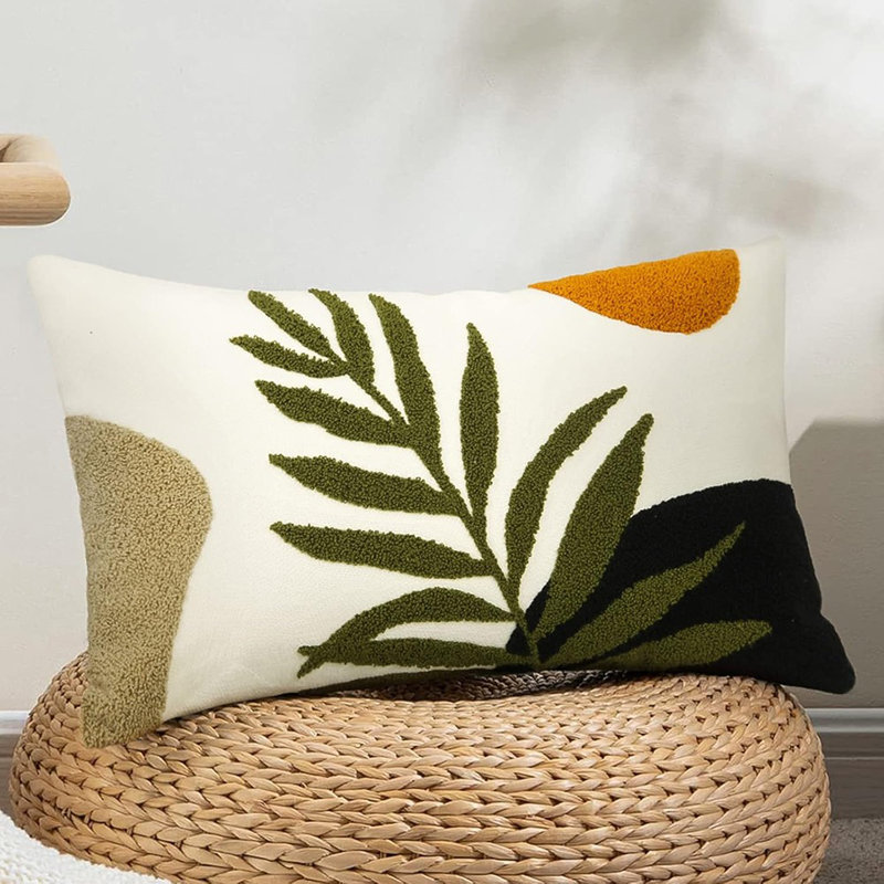 Housses de coussins décoratifs capitonnés 12 x 20, Floral blanc, Rectangle H 12 po x l 20 po