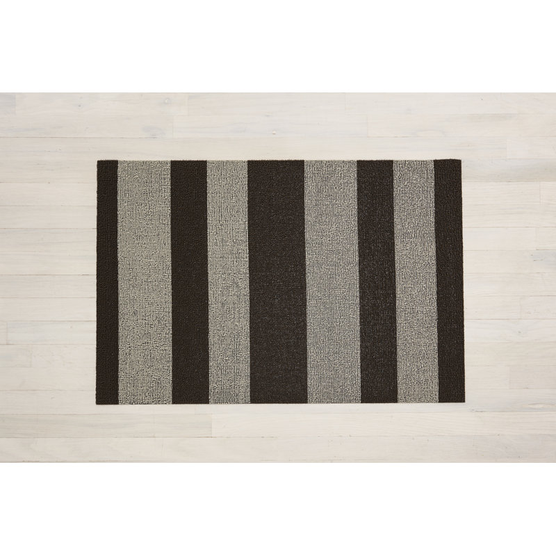 Striped Indoor / Outdoor Doormat, 0.6cm H x 91cm W x 152cm L, Pebble
