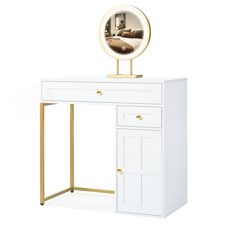 Versatile Makeup Vanity Desk With Adjustable Mirror And Ample Storage, Perfect For Bedroom Or Dressing Room.