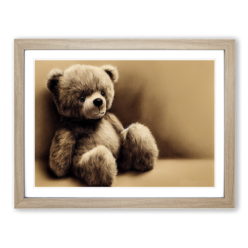 Sensational Teddy Bear - Framed Print, 46cm H x 64cm W x 2cm D, Oak